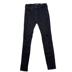 Hollister Black Distressed High Rise Super Skinny Jeans